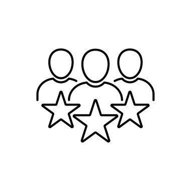 Müşteri memnuniyeti. Geri bildirim, değerlendirme, değerlendirme sembolü. Beyaz arkaplanda izole edilmiş vektör doğrusal simgesi.