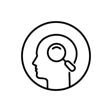 Siyah bir ikon gibi ince bir kafa. düz doğrusal basit nörobilim logoti grafik vuruşlar resim tasarımı web elementi beyaza izole edildi. İnsan bilinçaltının incelenmesi kavramı
