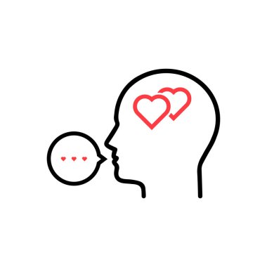 ince çizgi profil sevgilisi baş. aşk veya anahat rozet online sitesi dating için günah kavramı. Beyaz arka plan üzerinde izole doğrusal düz stil trend modern logo grafik sanat tasarım