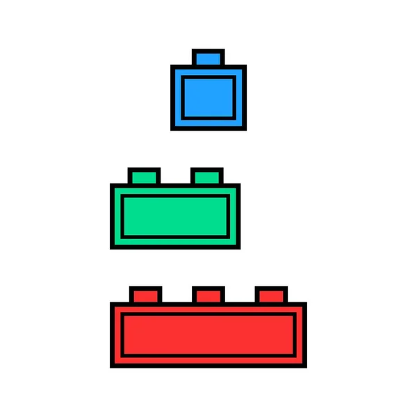 Χρωματιστά Γραμμικό Κτίριο Παιχνιδιών Έννοια Της Μικρό Οικοδόμημα Πλινθοδομή Ένωση — Διανυσματικό Αρχείο