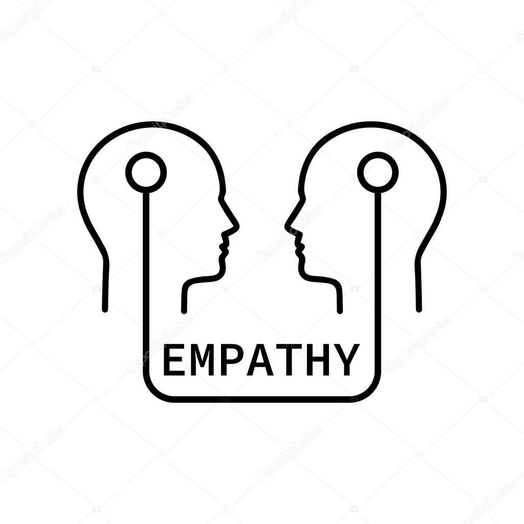 Simple empathy icon with human heads. flat stroke minimal care logotype graphic lineart art design isolated on white background. concept of support therapy or psychoanalysis and sympathy for people