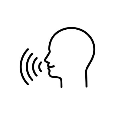 thin line head like voice command. concept of girl or boy singing or speaking and control technology. stroke flat style trendy modern logotype graphic line art design art isolated on white background