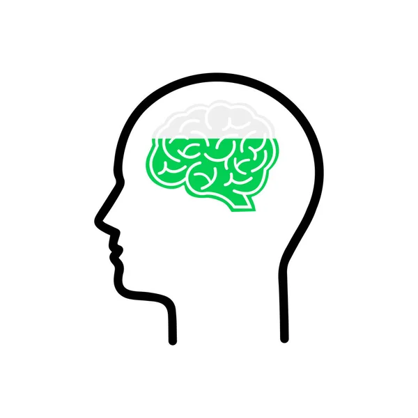 Тонка Лінія Голови Мозком Освіта Плоский Контур Стилю Інсульту Логотип — стоковий вектор