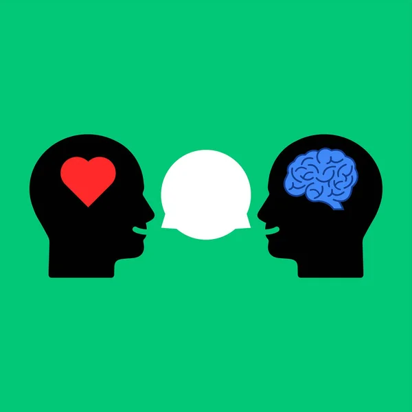 Conversación Fácil Mente Corazón Psicoanálisis Complejo Con Mentor Ayuda Comportamiento — Vector de stock