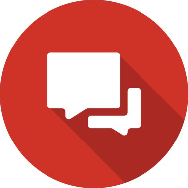 Sohbet kırmızı düz simge. İletişim simgesi.