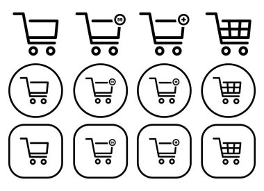 Alışveriş arabası taslak ikon vektörü. E-ticaret simgesi seti.