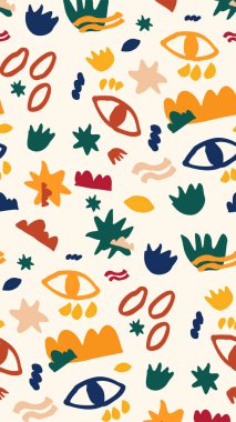 El çizimi çok az soyut şekiller. Çağdaş baskı kolajı. Tasarım için modaya uygun şablon.