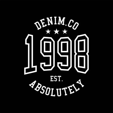 Denim tipografi t-shirt tasarımı illüstrasyonu