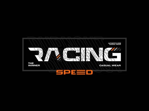 Sokak kıyafetleri Racing Speed tipografi vektör şablonları yazdırmaya hazır