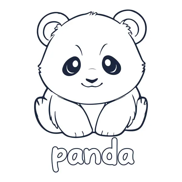 Illustration Vectorielle Panda Alphabet Panda Noir Blanc Coloriage Livre Page — Image vectorielle