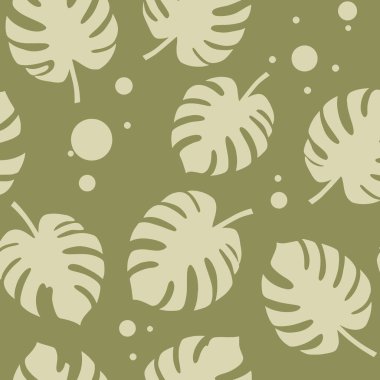 Kusursuz Tropikal Canavar Yaprak Örnekleri Yeşil Arkaplanda Noktalar