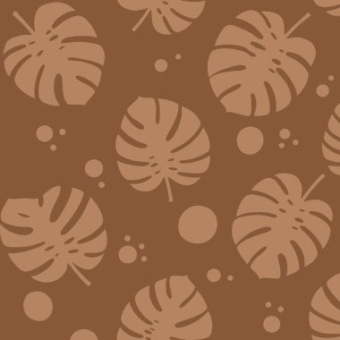 Topraksı Kahverengi Canavar Yaprak Tropikal Kusursuz Arkaplan Tasarımı