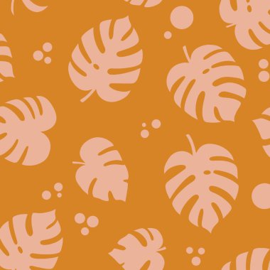 Soyut Canavar Deseni Canlı Turuncu Şeftali Duvar Kağıdı