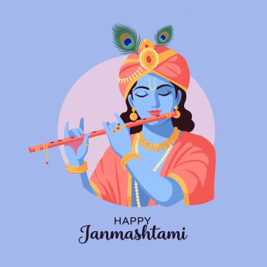 Mutlu Janmashtami Tanrısı Krishna Flüt Hindu Festivali Kutlaması Çalıyor