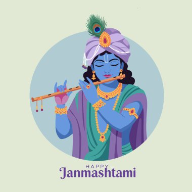 Canlı Lord Krishna Flüt Çalıyor Mutlu Janmashtami Festivali Resimleri