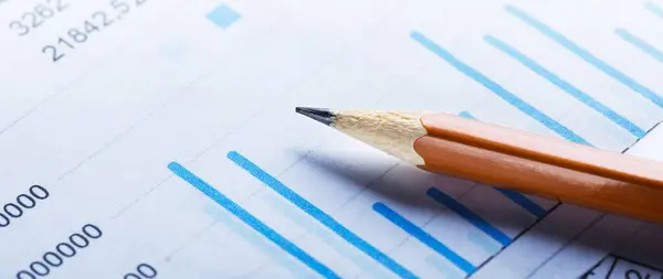 Documento Contabilidade Com Lápis Diagrama Financeiro Gráfico Financeiro Verificação Conceito — Fotografia de Stock