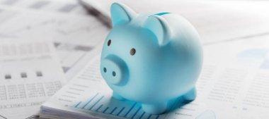 Belgeler ve finansal tabloların arka planında para kutusu var. Yatırım ve sermaye birikimi kavramı