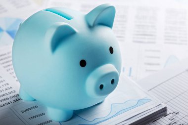 Belgeler ve finansal tabloların arka planında para kutusu var. Yatırım ve sermaye birikimi kavramı