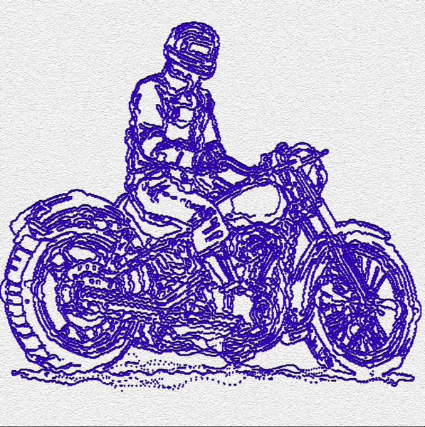 Motorka Motorka Motocykl Muž Motocyklu Čerpat Modrou Linkou — Stock fotografie