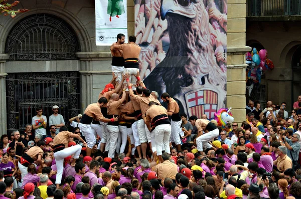Igualada Barcelona August 2018 Meeting Moixiganguers Human Tower Groups Colla — Stock Photo, Image
