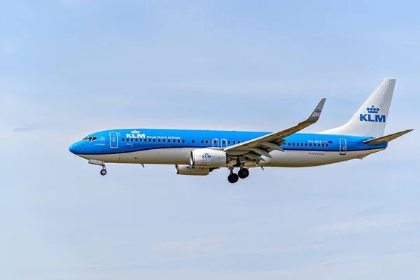 Barcelona Spania April 2023 Boeing 737 Fly Klm Selskapet Landing – stockfoto