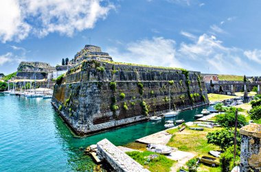 Yunanistan 'ın eski Korfu kalesinin manzarası