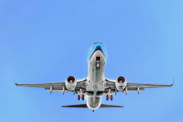 Barcelona España Noviembre 2023 Avión Boeing 737 Compañía Klm Aterrizaje — Foto de Stock
