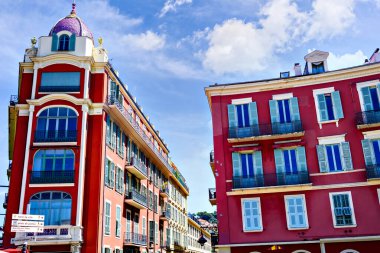 Nice, Riviera, Cote d 'Azur, Fransa' daki Place Massena 'nın görüntüsü