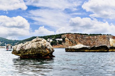 Beautiful image of the Medes Islands, a natural reserve, a small archipelago located in the Mediterranean, near Montgri and l'Estartit, Girona, Catalonia clipart