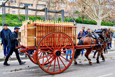 Igualada, Barselona, İspanya; 19 Ocak 2025: İgualada 'nın Üç Mezarı Festivali. Antik Igualada Traginers loncasının 203. yıldönümünde şehir sokaklarında turlar.. 
