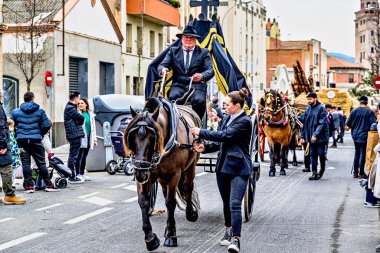 Igualada, Barselona, İspanya; 19 Ocak 2025: İgualada 'nın Üç Mezarı Festivali. Antik Igualada Traginers loncasının 203. yıldönümünde şehir sokaklarında turlar.. 