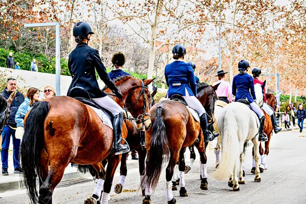 Igualada, Barselona, İspanya; 19 Ocak 2025: İgualada 'nın Üç Mezarı Festivali. Antik Igualada Traginers loncasının 203. yıldönümünde şehir sokaklarında turlar.