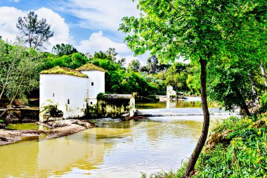 San Juan un değirmeni, Guadaira nehrinin kıyısında, Sevilla, Alcal de Guadaira 'daki Oromana Parkı' nda.