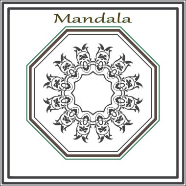 Hint usulü yuvarlak süs, mandala, mandala, vektör.