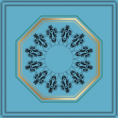 Vektör soyut dekoratif, etnik arka plan süslemeli, yuvarlak çiçek elementleri.