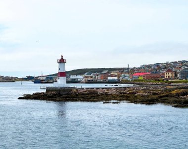 Lighthouse in Saint-Pierre, an island and archipelago of Saint-Pierre and Miquelon, France (Saint-Pierre-et-Miquelon). French island in North America. clipart