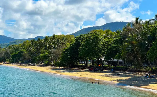Cairns Plajı. Cairns, Avustralya 'nın Manzaralı Manzarası: Tropikal Kıyı Çizgisi ve Bereketli Dağlar