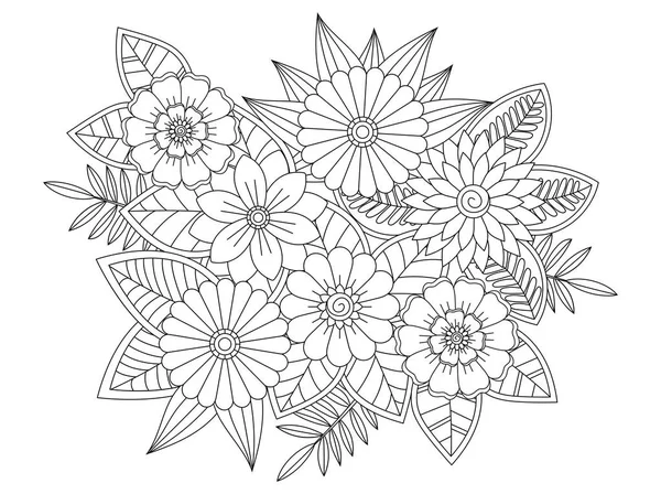 stock vector Doodle floral drawing. Black and white floral.