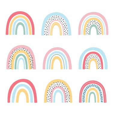 Güzel el çizimi gökkuşağı seti