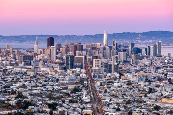 Widok Panoramę San Francisco Zmierzchu Jesienią Kalifornia Usa — Zdjęcie stockowe