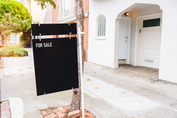 Close Real Estate Sign Sidewalk Front House Sale San Francisco — Foto Stock