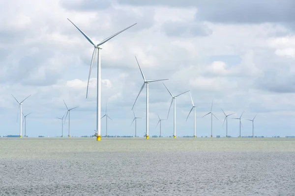 Offshore Wind Farm Cloudy Day Ijsselmeer Netherlands — Stock Photo, Image
