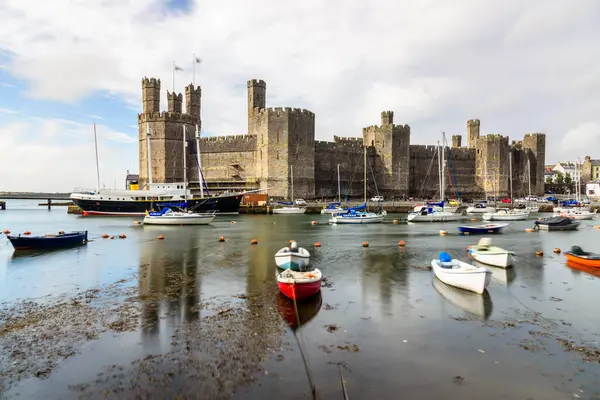 Caernarfon Wales July 2023 View Castle Harbour Caernarfon Castle Recognised Royalty Free Stock Images