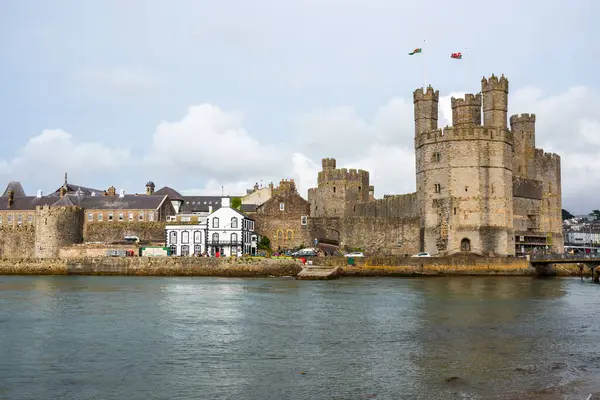 Caernarfon Wales July 2023 View Waterfront Castle Cloudy Sky Edward Stock Picture