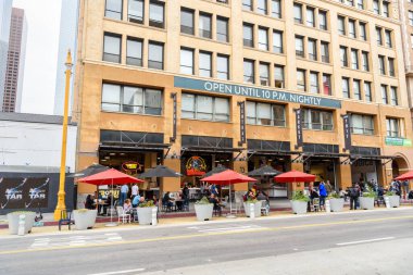 Los Angeles, CA - October 15, 2022: Exrerior of the Grand Central Market as view from S Broadway in downtown clipart