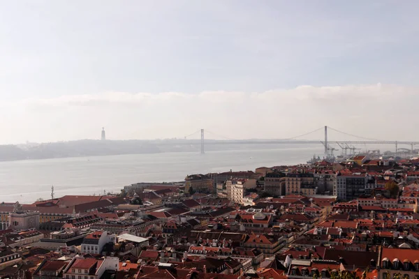 Lizbon, Portekiz - Tagus nehrinin yukarıdan görünüşü