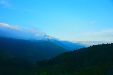 Sri Lanka 'da dağlar ve orman manzarası fotoğraflarıyla Mistik Mandaram Nuwara.