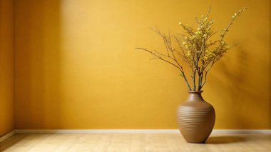 Sarı ve turuncu çiçekli boş oda