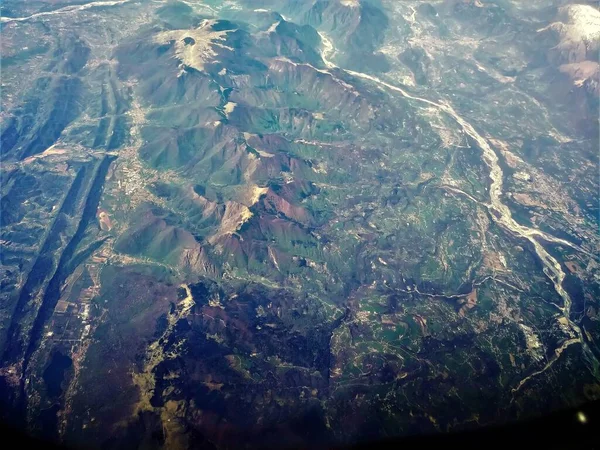 从飞机上看阿尔卑斯山 — 图库照片