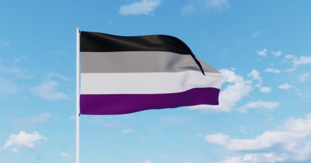 Asexual Pride Flag Waves Sky — Stock Video